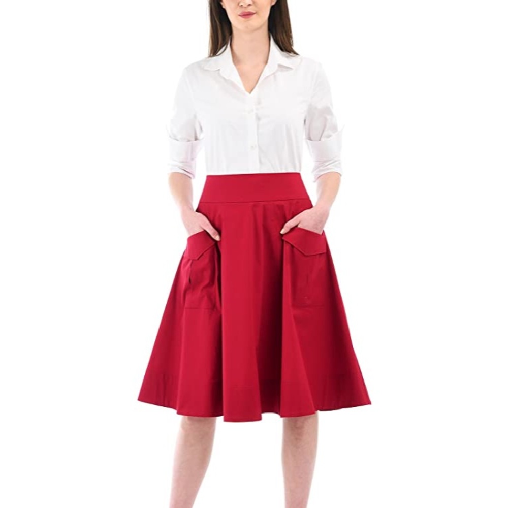 eShakti Women’s Cargo Pocket Poplin Skirt